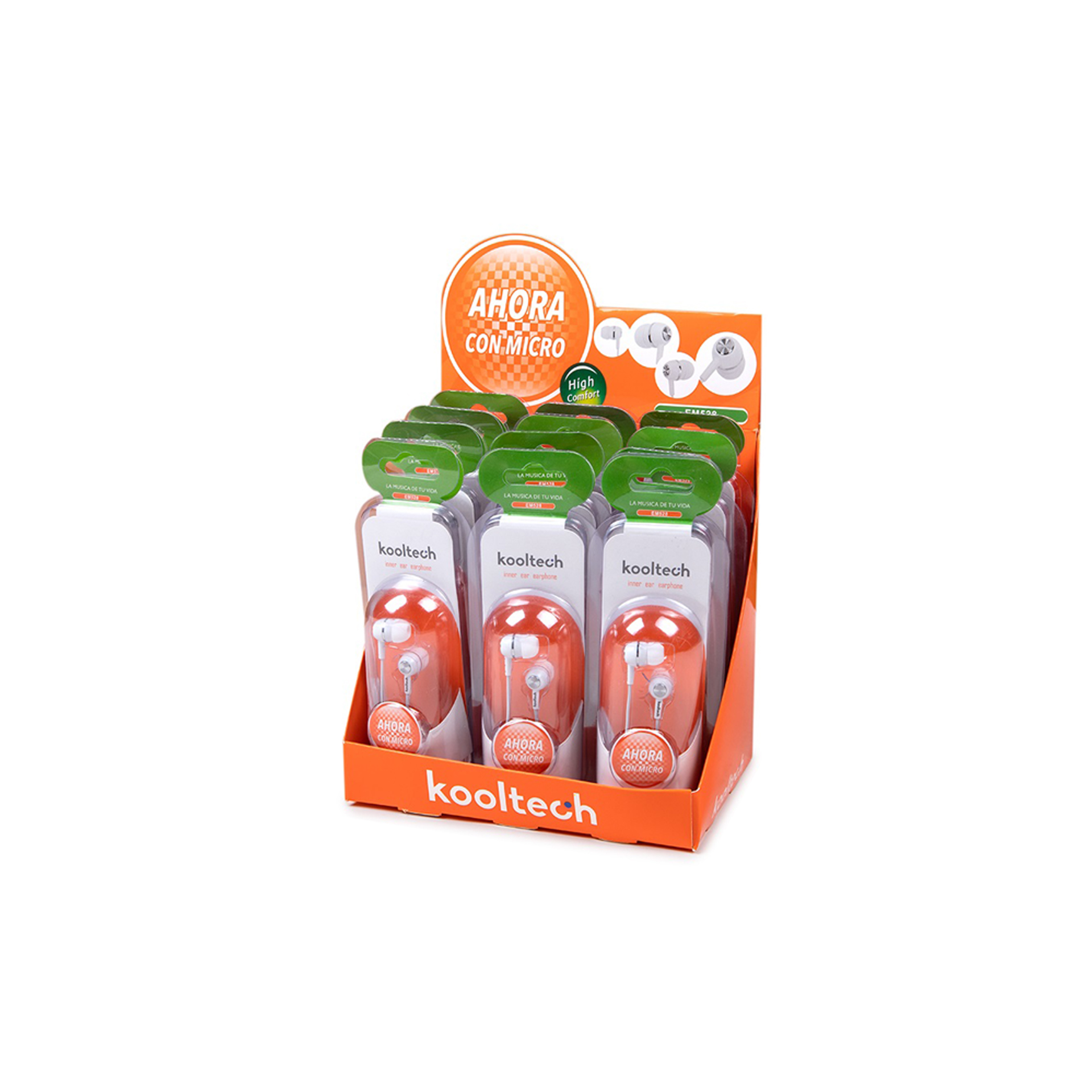 Auricular Kooltech Com Microfone Plástico Branco