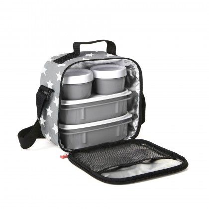 Kit Bolsa Térmica + 4 Caixas Urban Food Cinza 2X0.2L+2X0.5L Kit Bolsa Térmica + 4 Caixas Urban Food Cinza 2X0.2L+2X0.5L