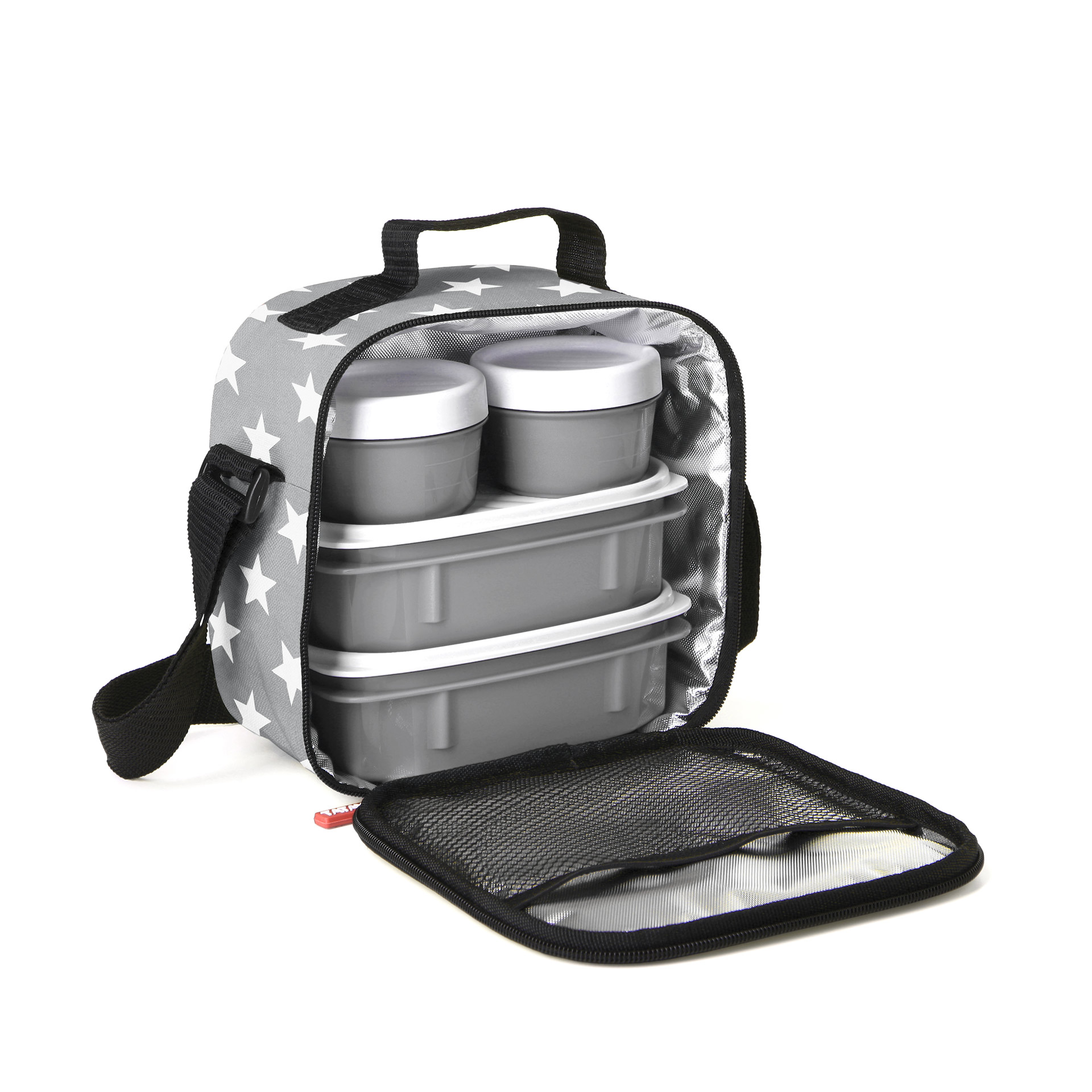 Kit Bolsa Térmica + 4 Caixas Urban Food Cinza 2X0.2L+2X0.5L