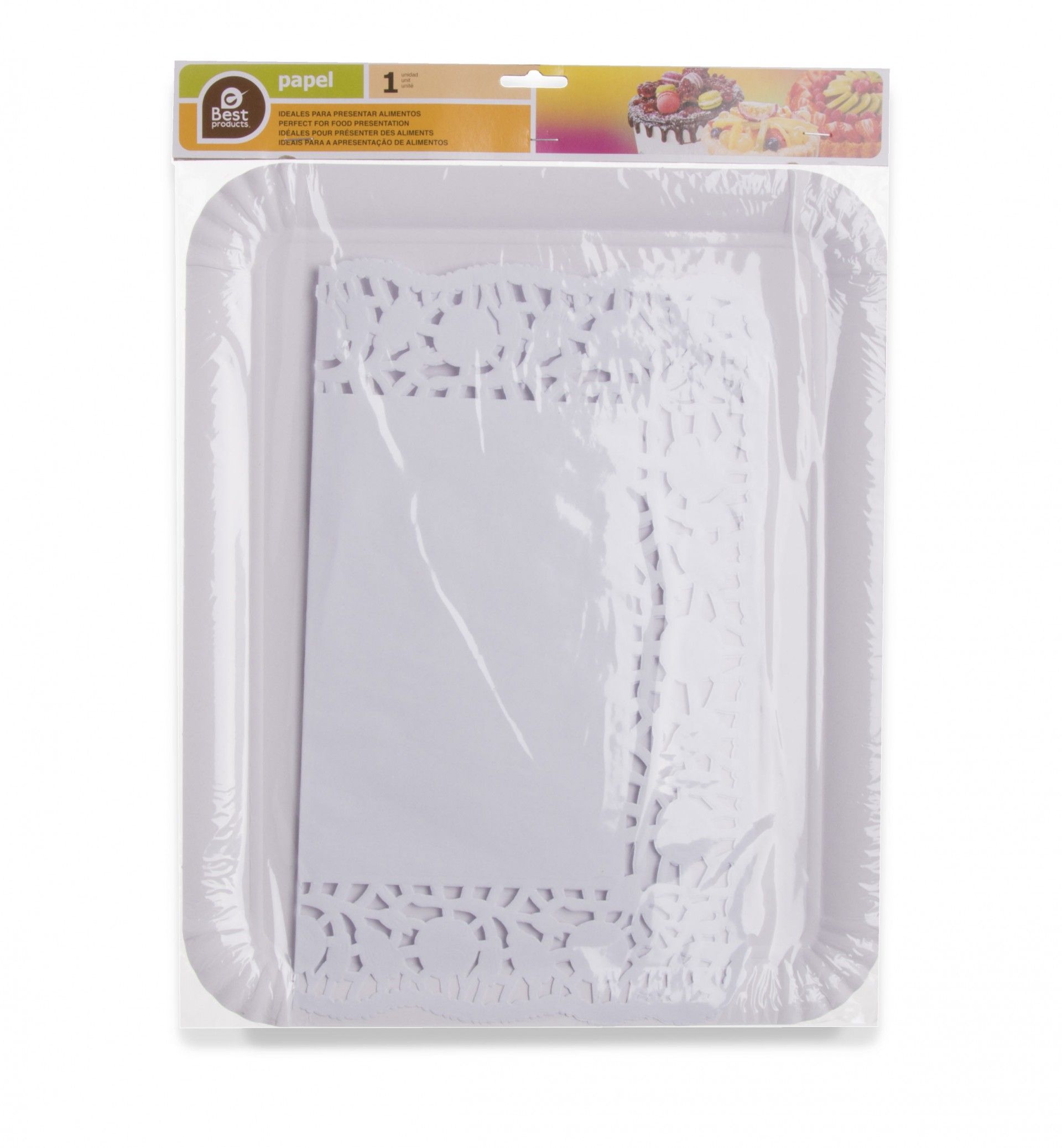 Naperon Papel com Bandeja Retangular Branco 31X38cm