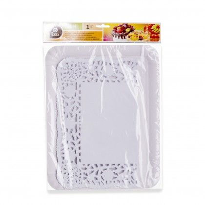 Naperon Papel com Bandeja Retangular Branco 25X34cm