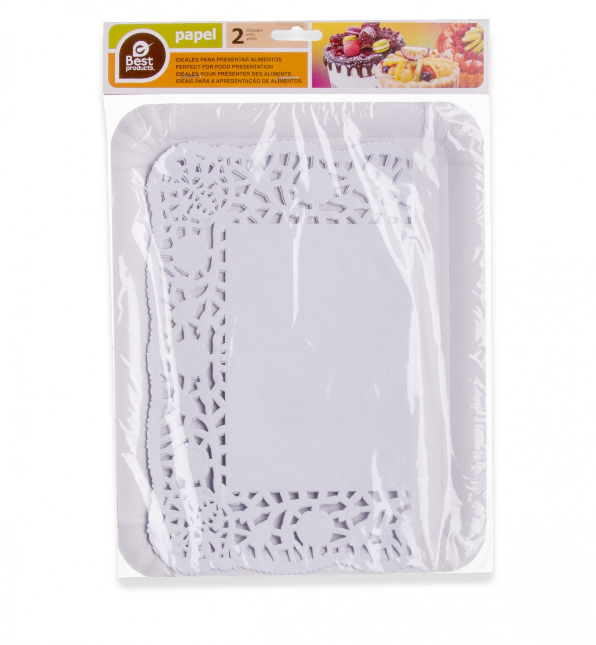 Naperon Papel com Bandeja Retangular Branco 22X28cm Pack 2