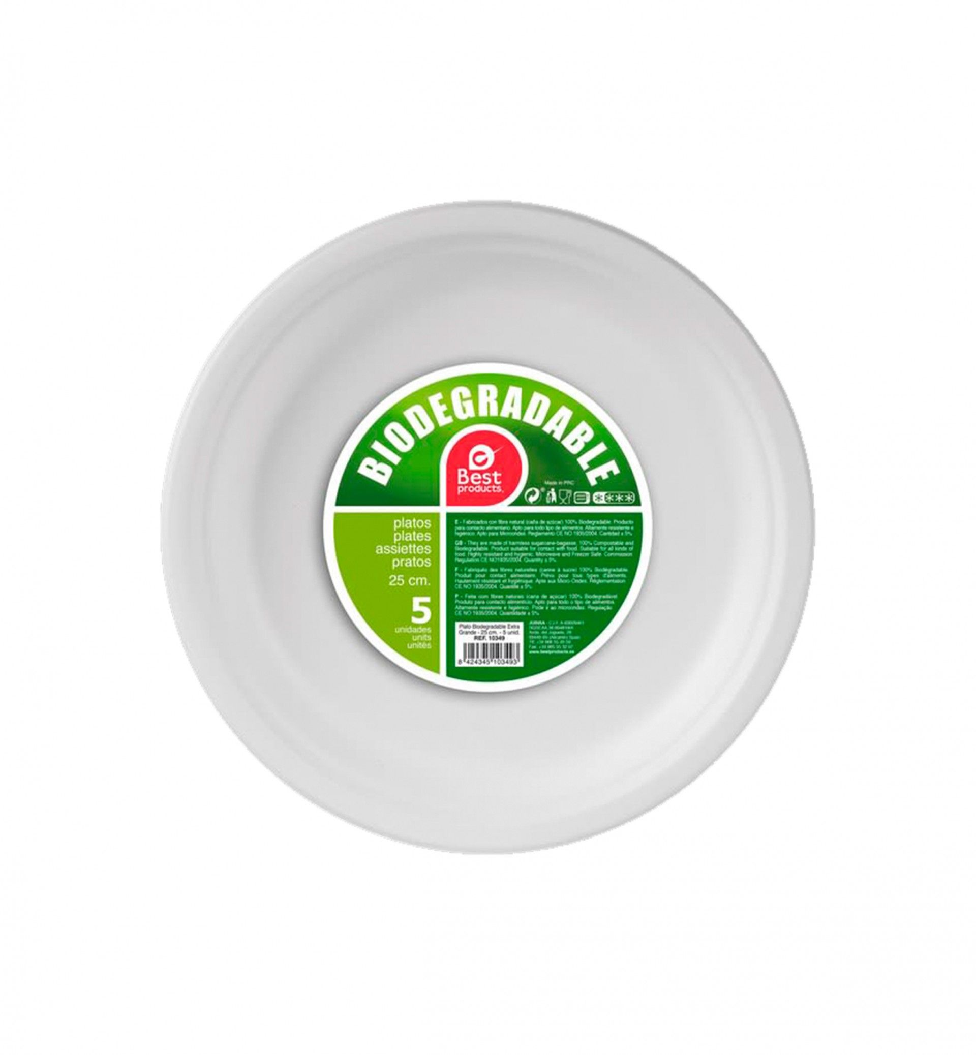 Prato Cartão Biodegradável 25cm Pack 5