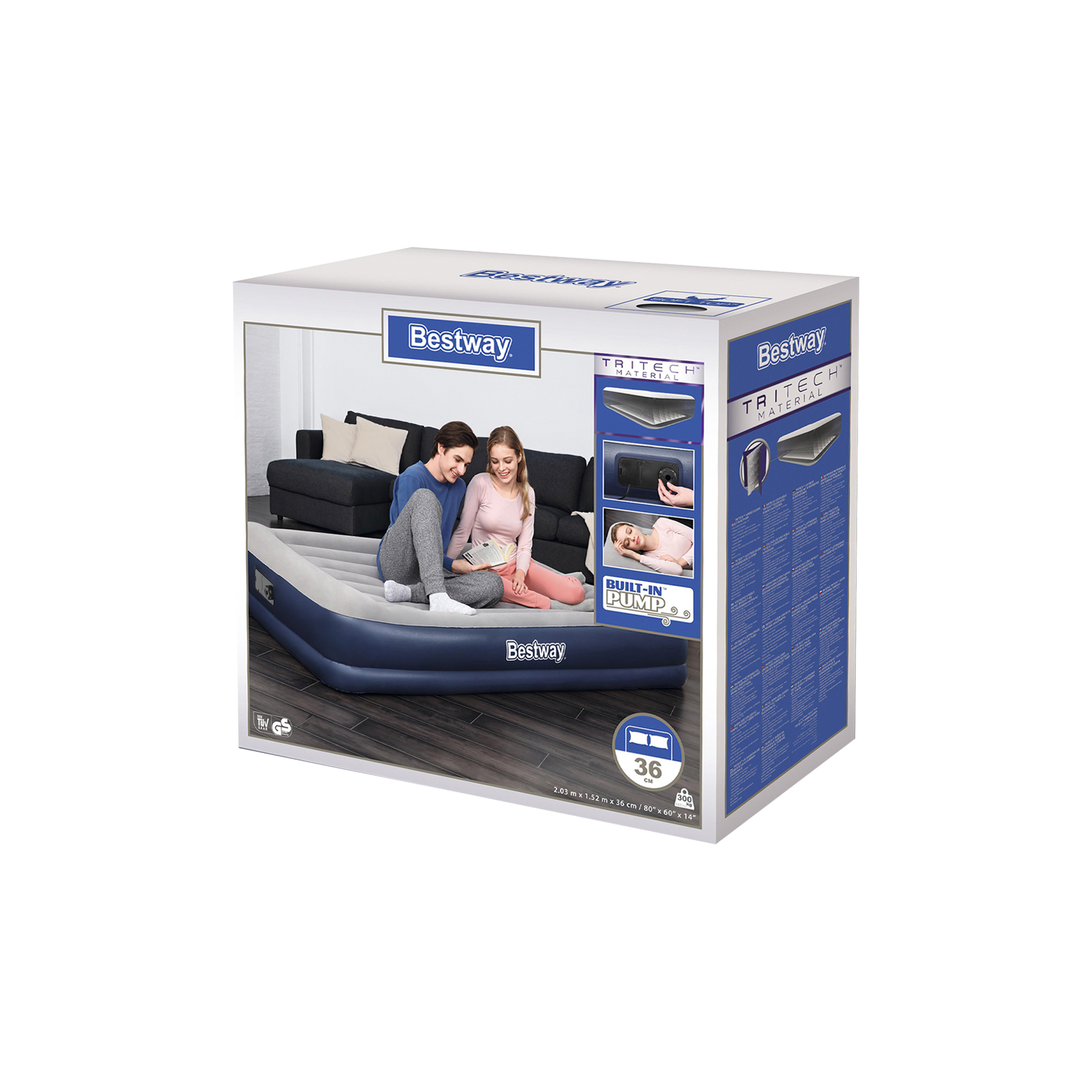 Colchão Insuflável Casal com Bomba 203X152X36CM