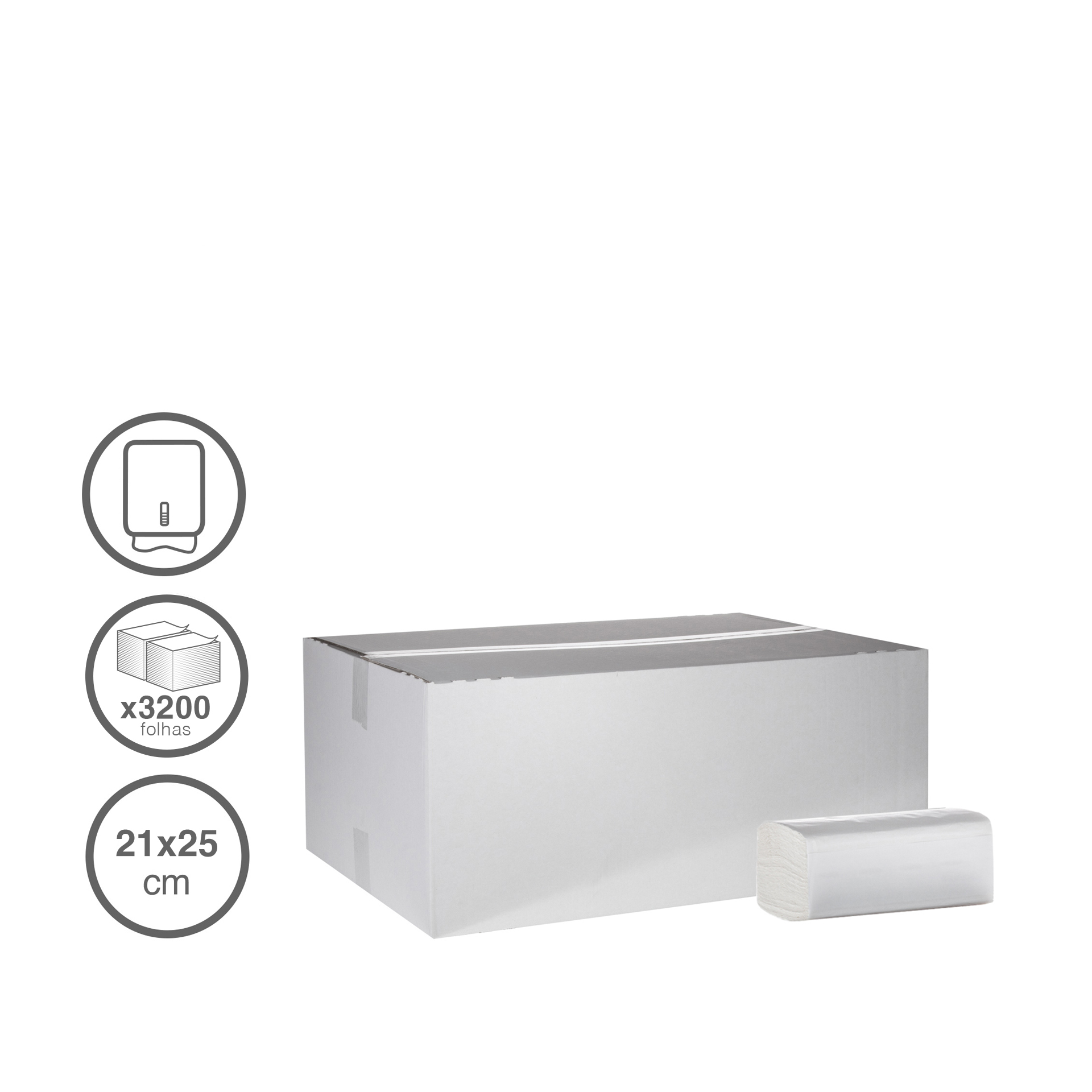 Toalha Mão Papel Amoos 2 Folhas 21X25cm 3200 Unidades