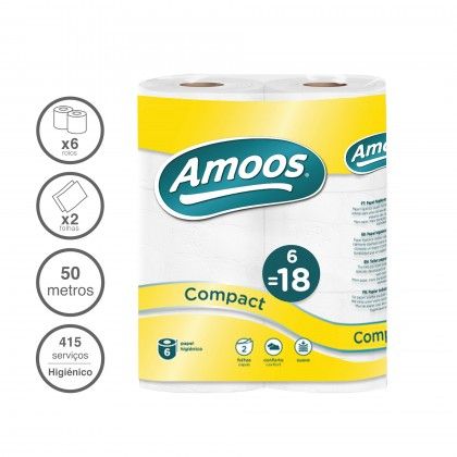 Rolo Papel Higiénico Doméstico 2 Folhas 415 Serviços 50m Pack 6 Rolo Papel Higiénico Doméstico 2 Folhas 415 Serviços 50m Pack 6