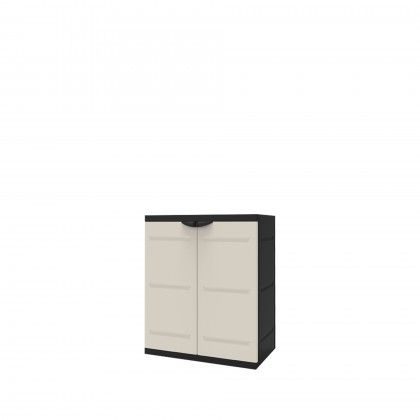 Armrio Plstico Titanium 2 Portas Retangular Preto / Bege 70X44X88cm