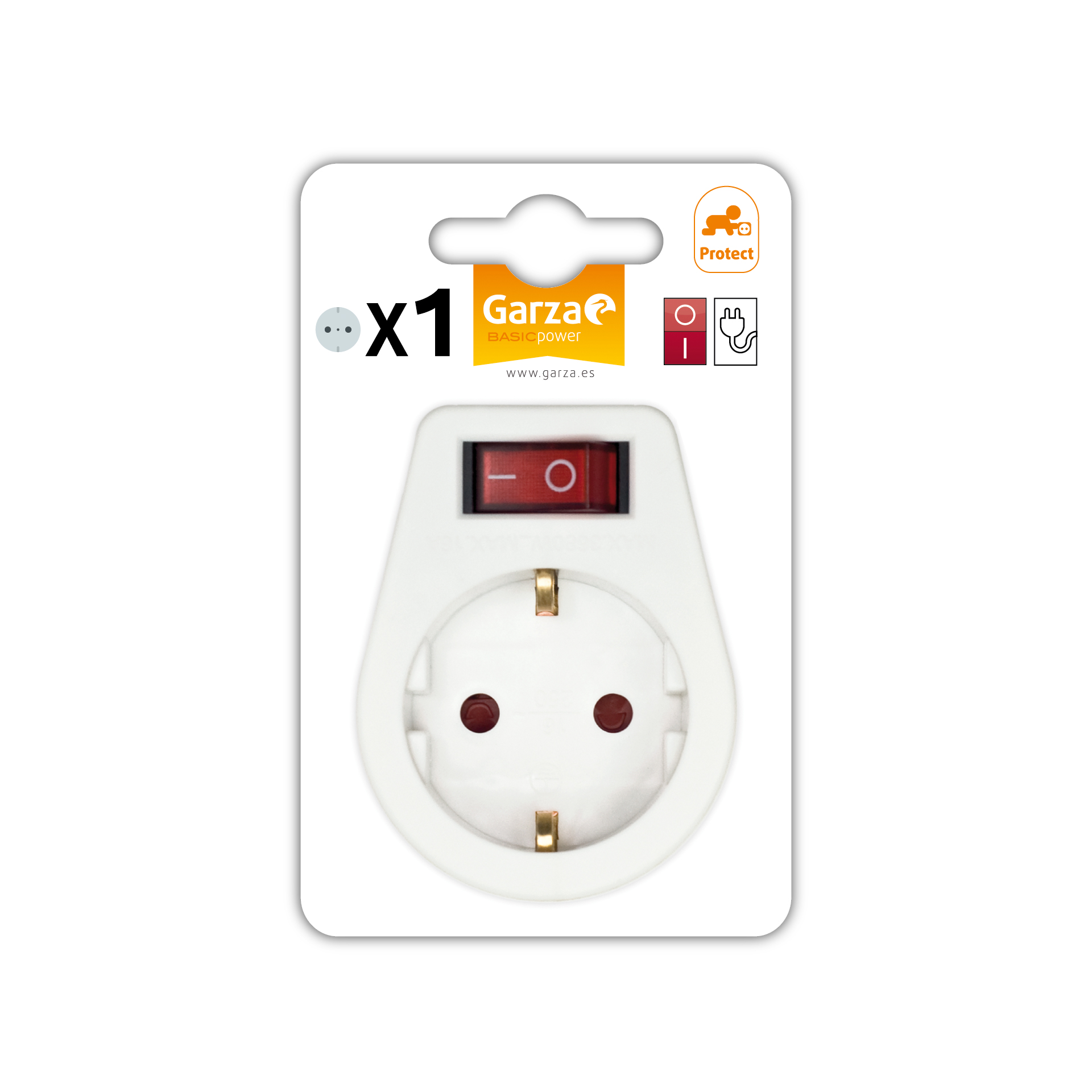 Adaptador 1 Tomada Frontal com Interruptor