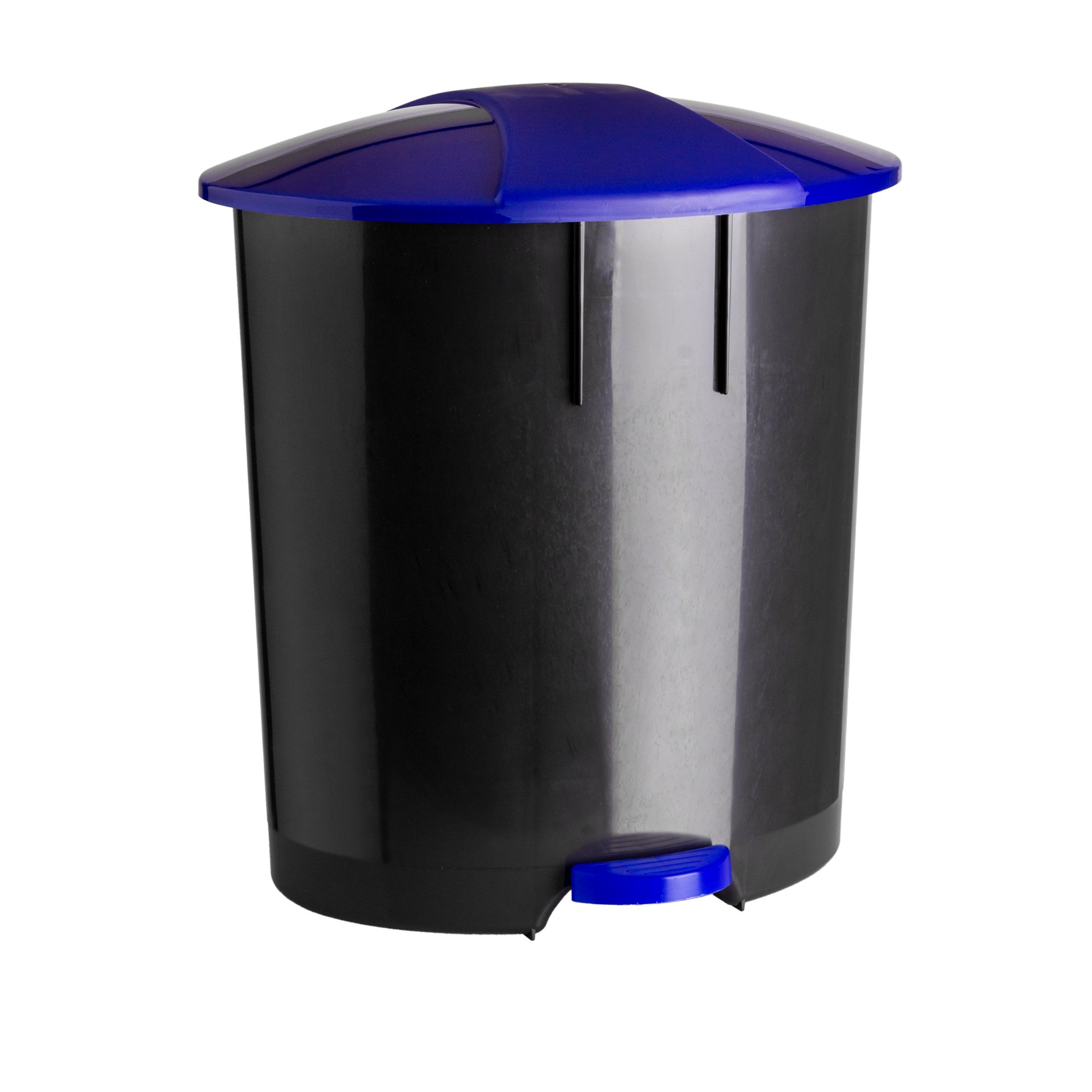 Balde Preto Com Pedal E Tampa Azul 60L