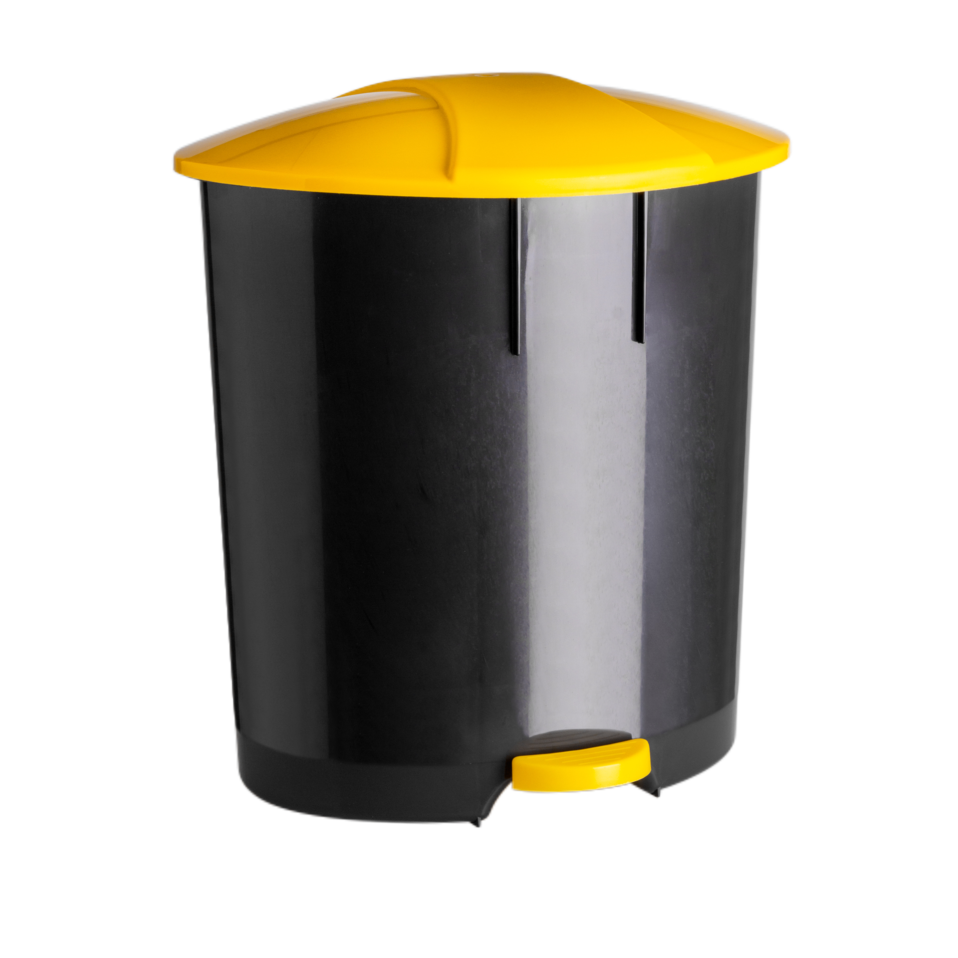 Balde Preto Com Pedal E Tampa Amarela 60L