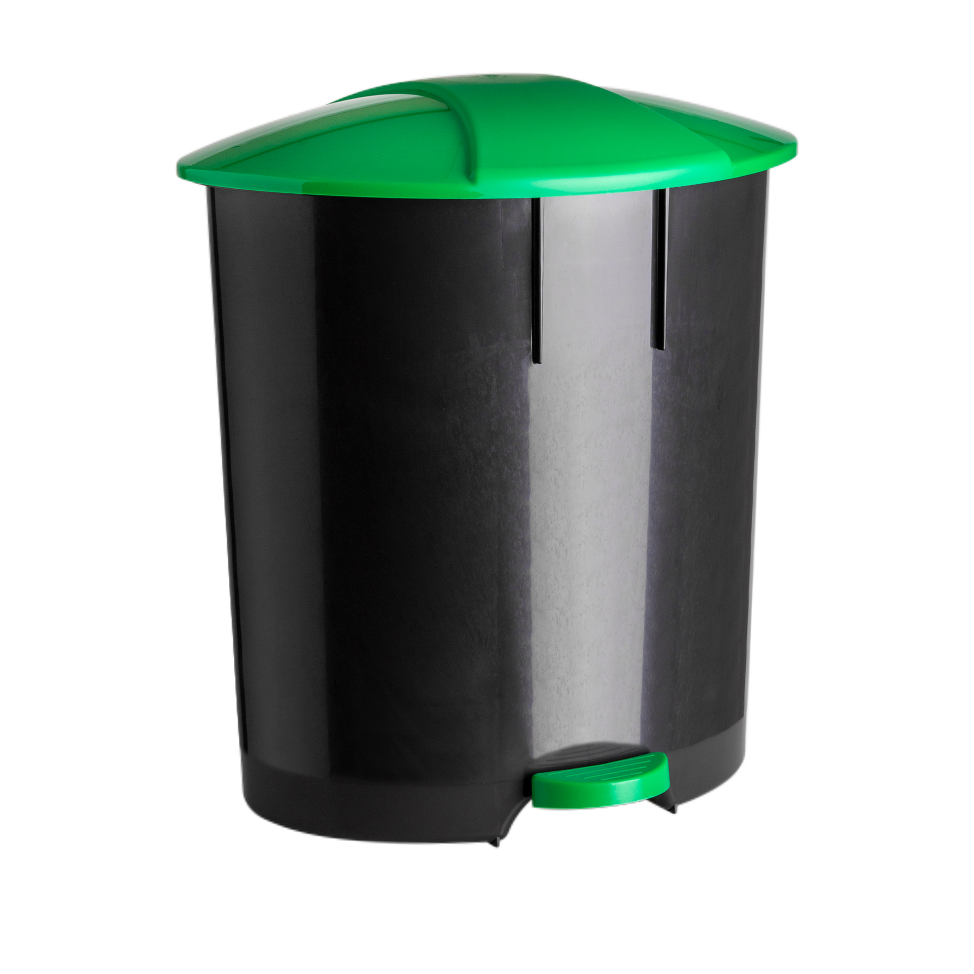 Balde Preto Com Pedal E Tampa Verde 60L