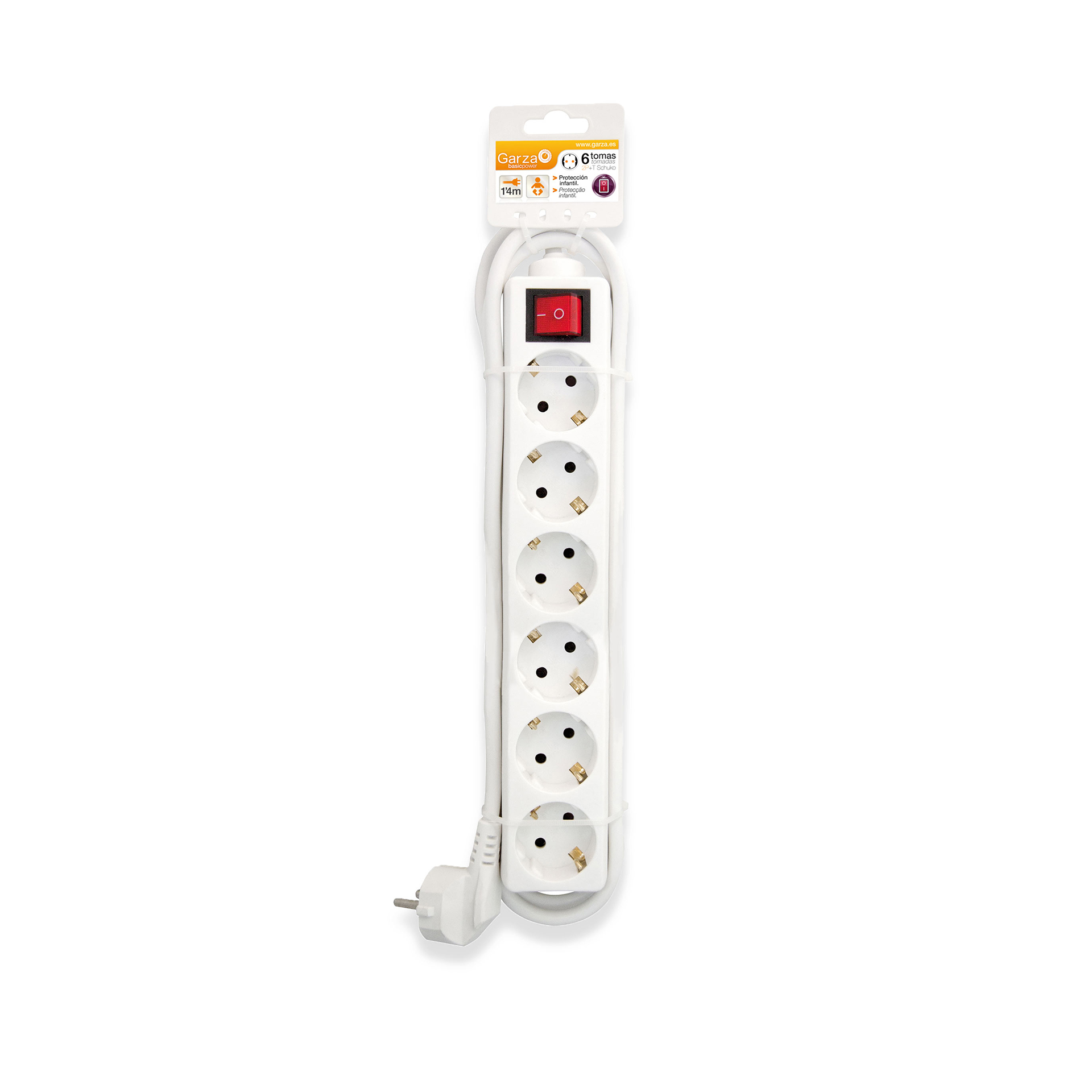 Extensão Fio com Interruptor 6 Tomadas Branco 1.4mX1.5mm