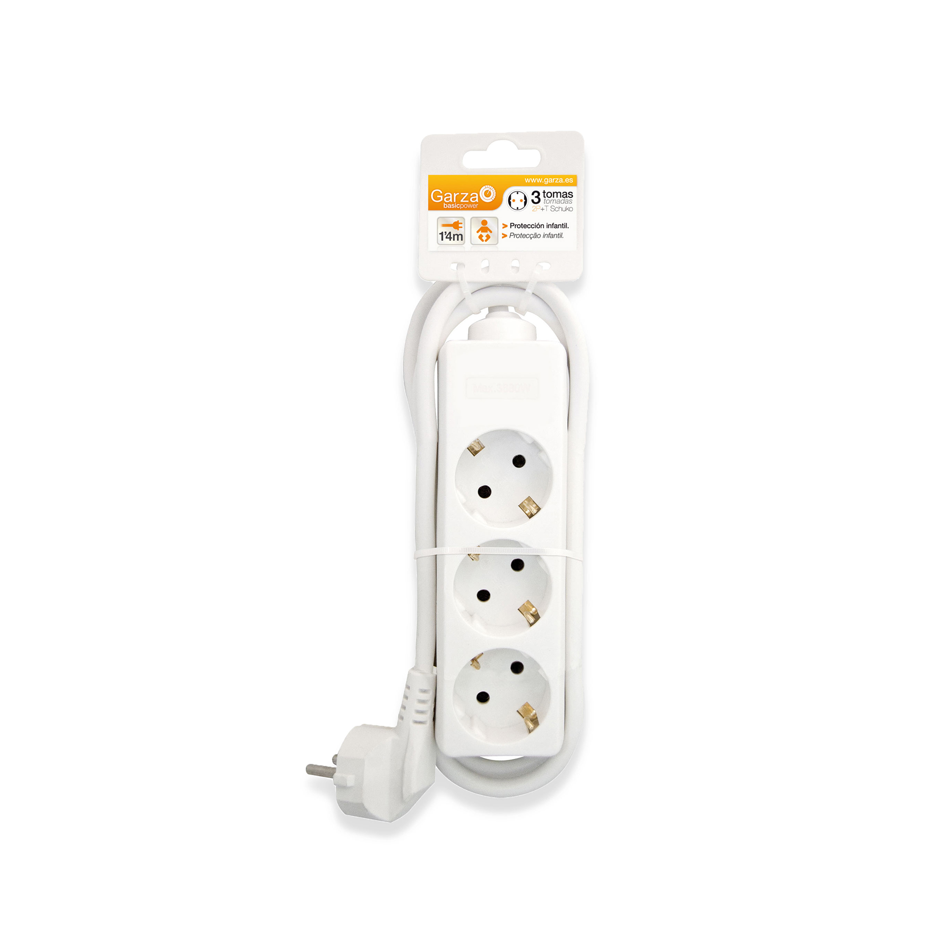 Extensão Fio sem Interruptor 3 Tomadas Branco 1.4mX1.5mm