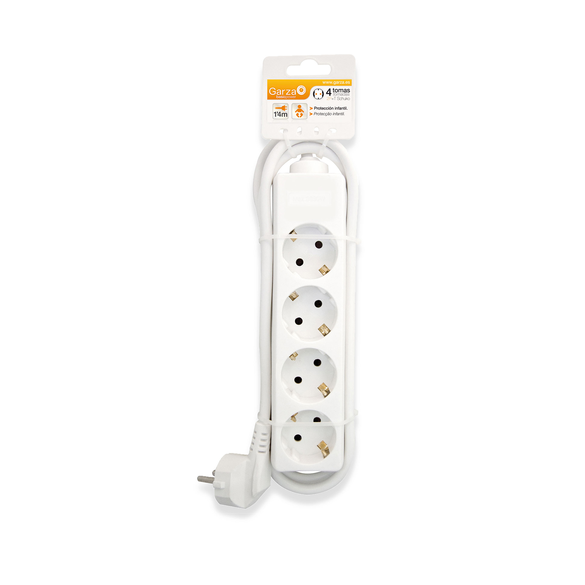 Extensão Fio sem Interruptor 4 Tomadas Branco 1.4mX1.5mm