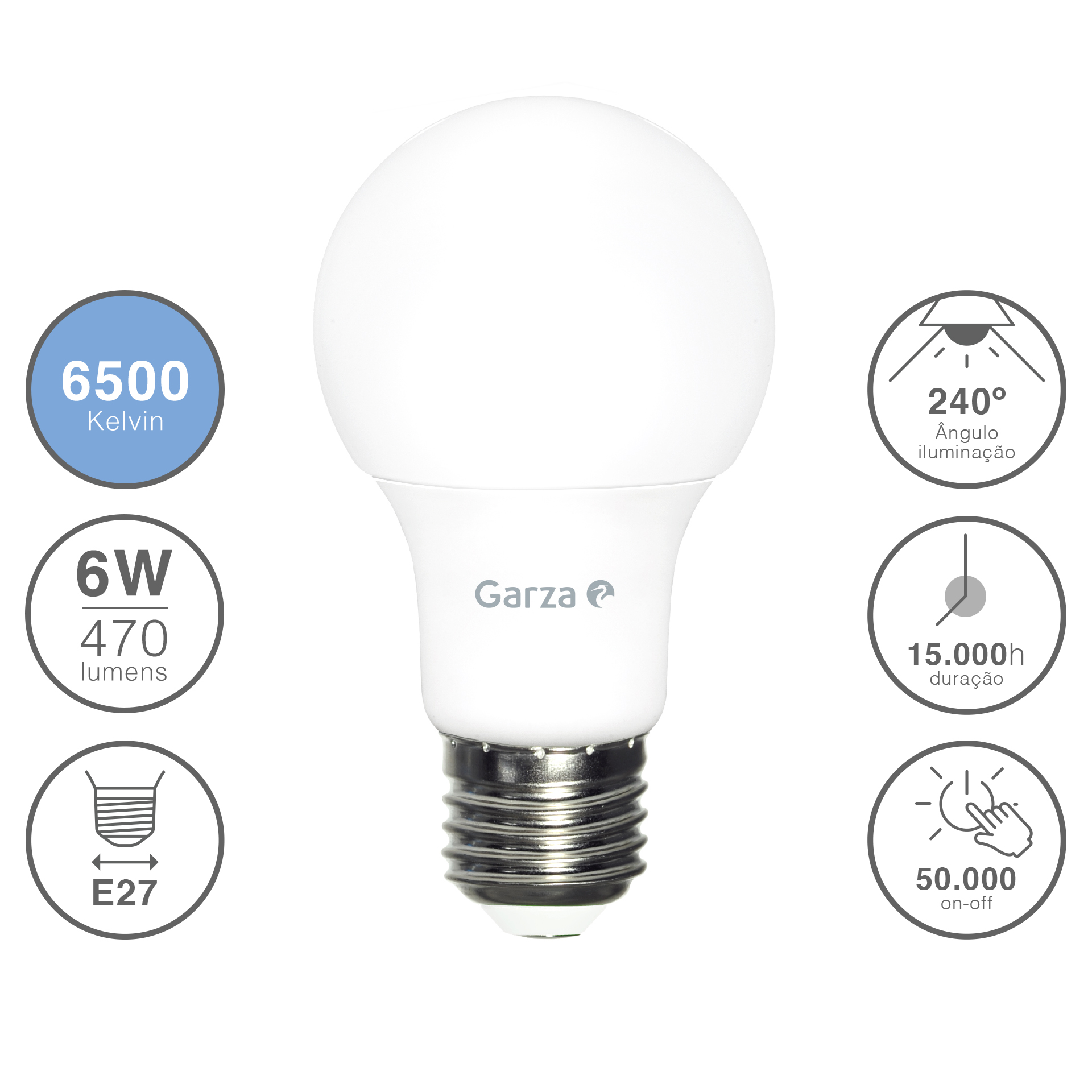 Lâmpada Led Standard E27 6W Luz Fria