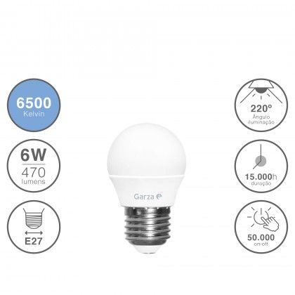 Lmpada Led Esfrica E27 6W Luz Fria