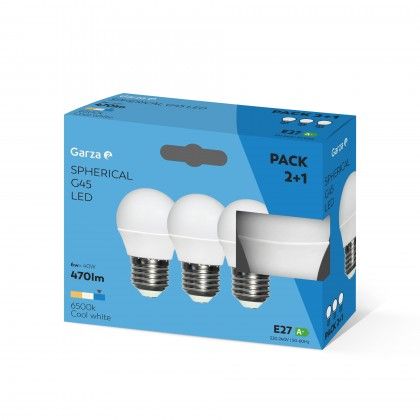 Lmpada Led Esfrica E27 6W Luz Fria Pack 3