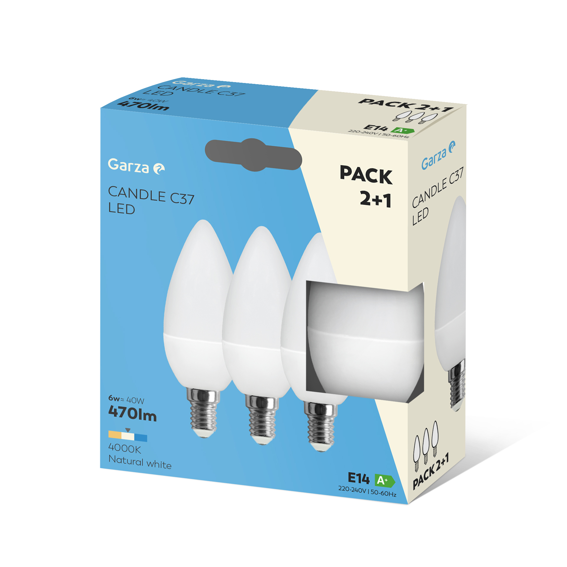 Lâmpada Led Vela E14 6W Luz Neutra Pack 3