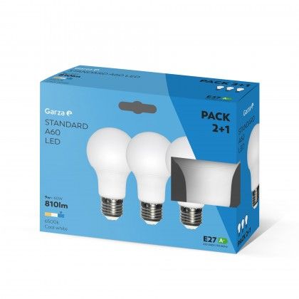 Lmpada Led Standard E27 9W Luz Fria Pack 3