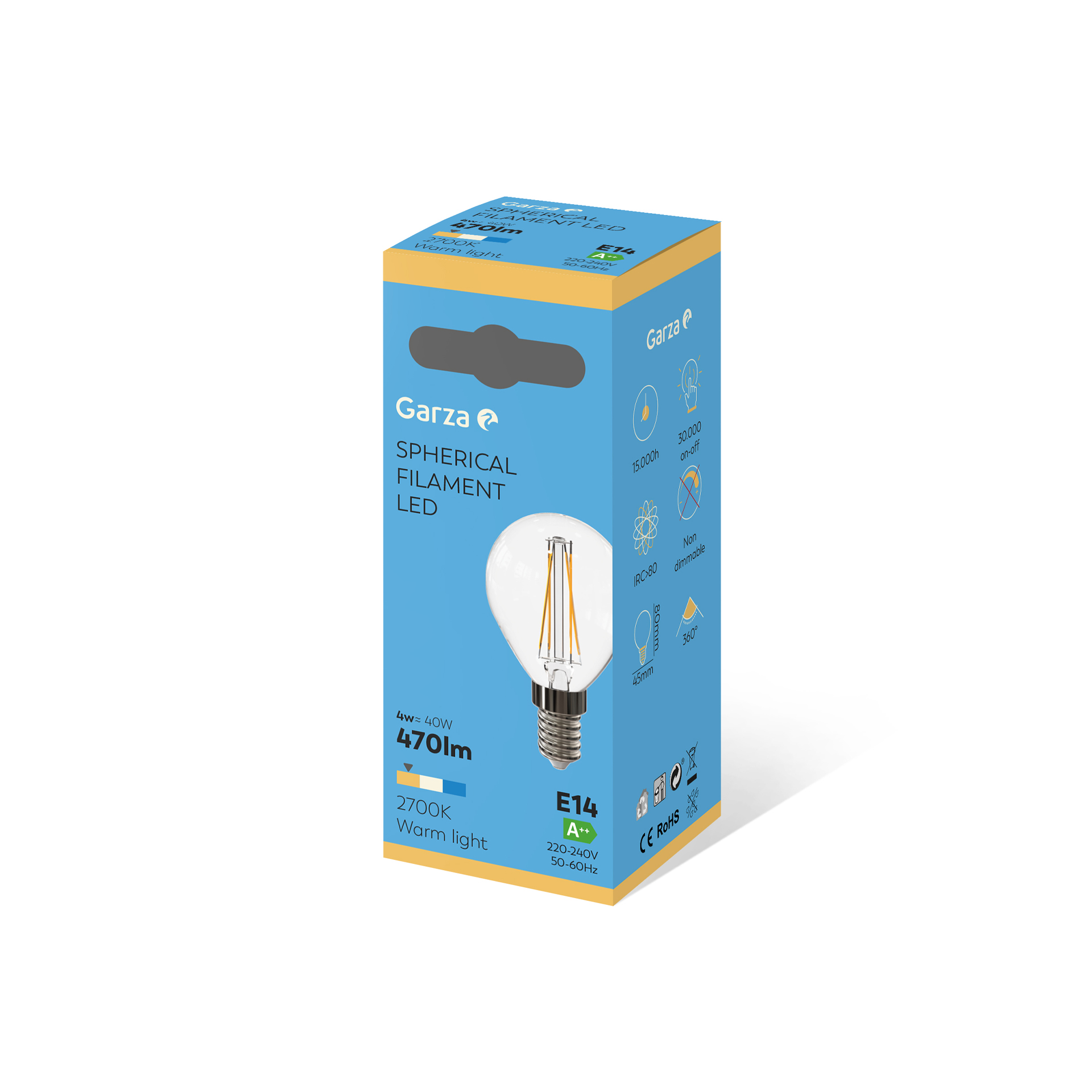 Lâmpada Led Filamento Esférica E14 4W Luz Quente