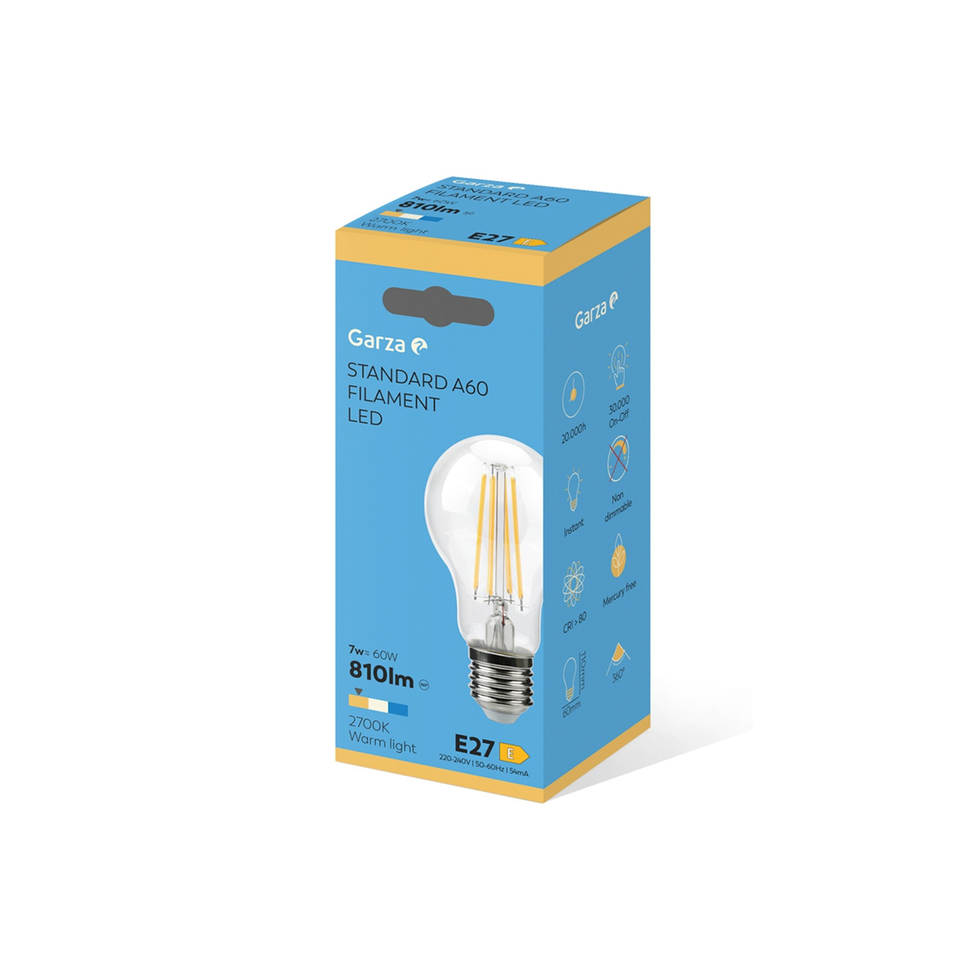 Lâmpada Led Filamento Standard E27 7W Luz Quente