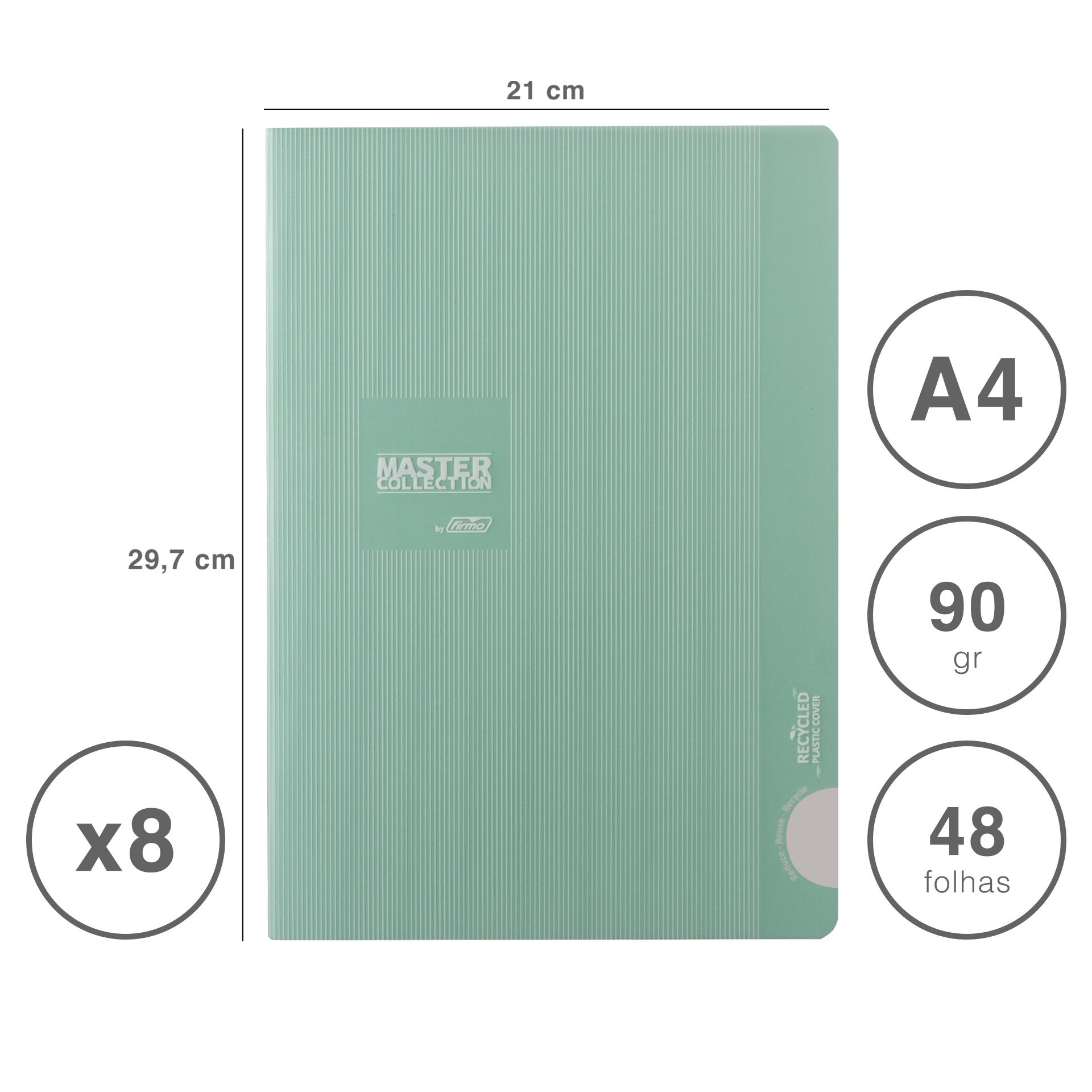 Caderno Agrafado Firmo Quadriculado A4 48F 90gr