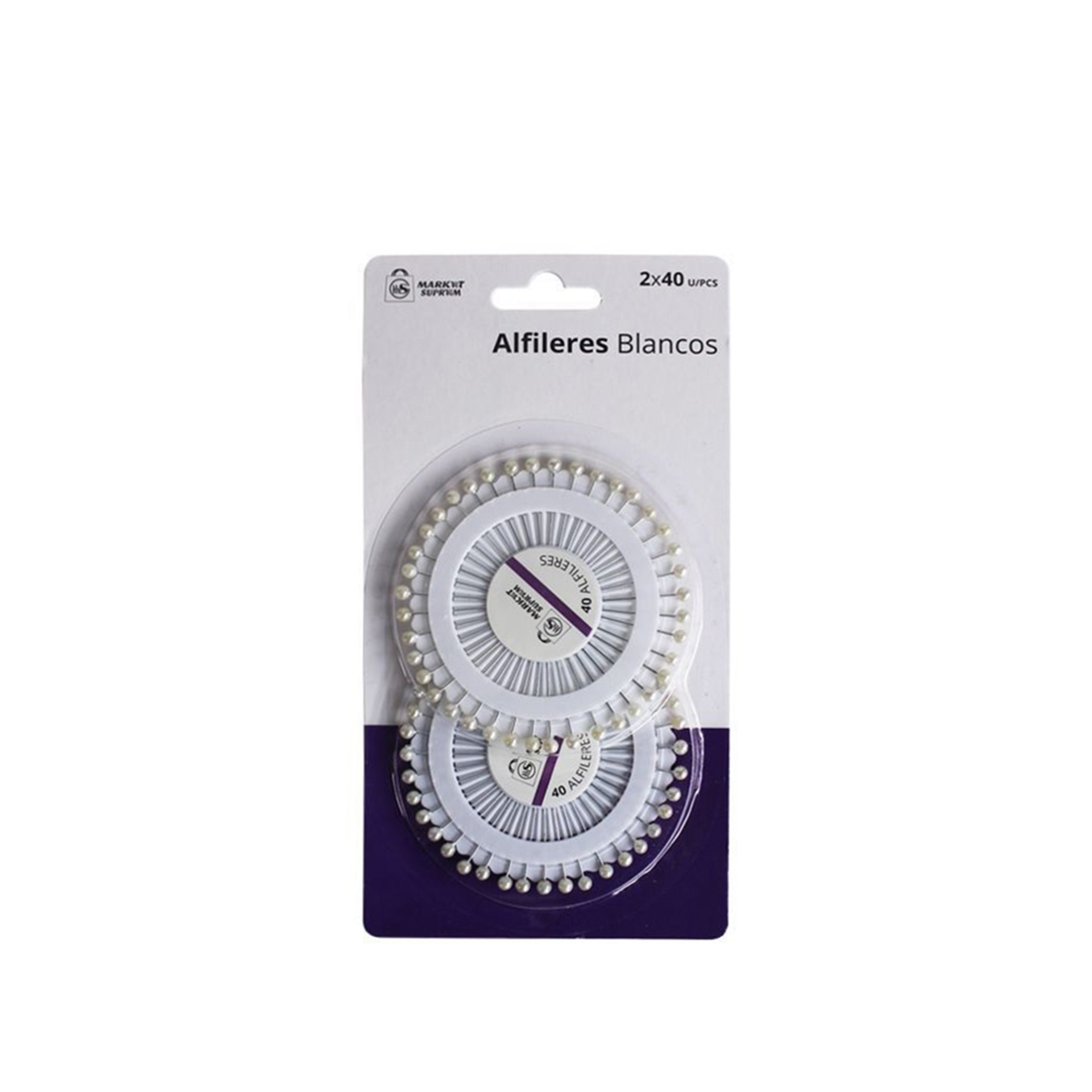 Alfinetes Brancos 2X40 Unidades