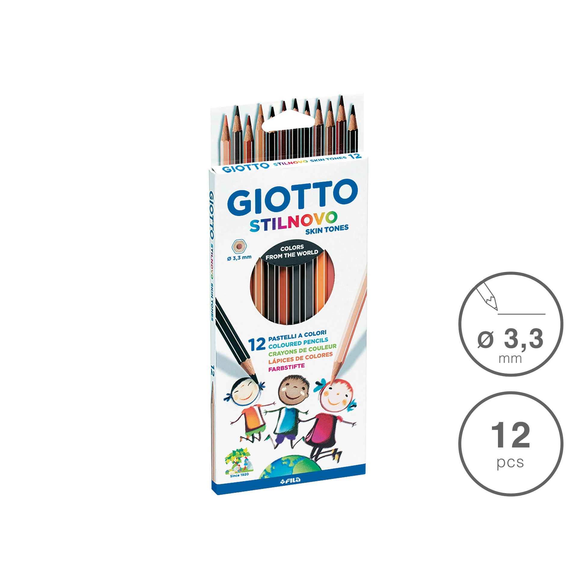 Lápis Cor Giotto Stilnovo Skin Tones 3.3mm 12 Cores