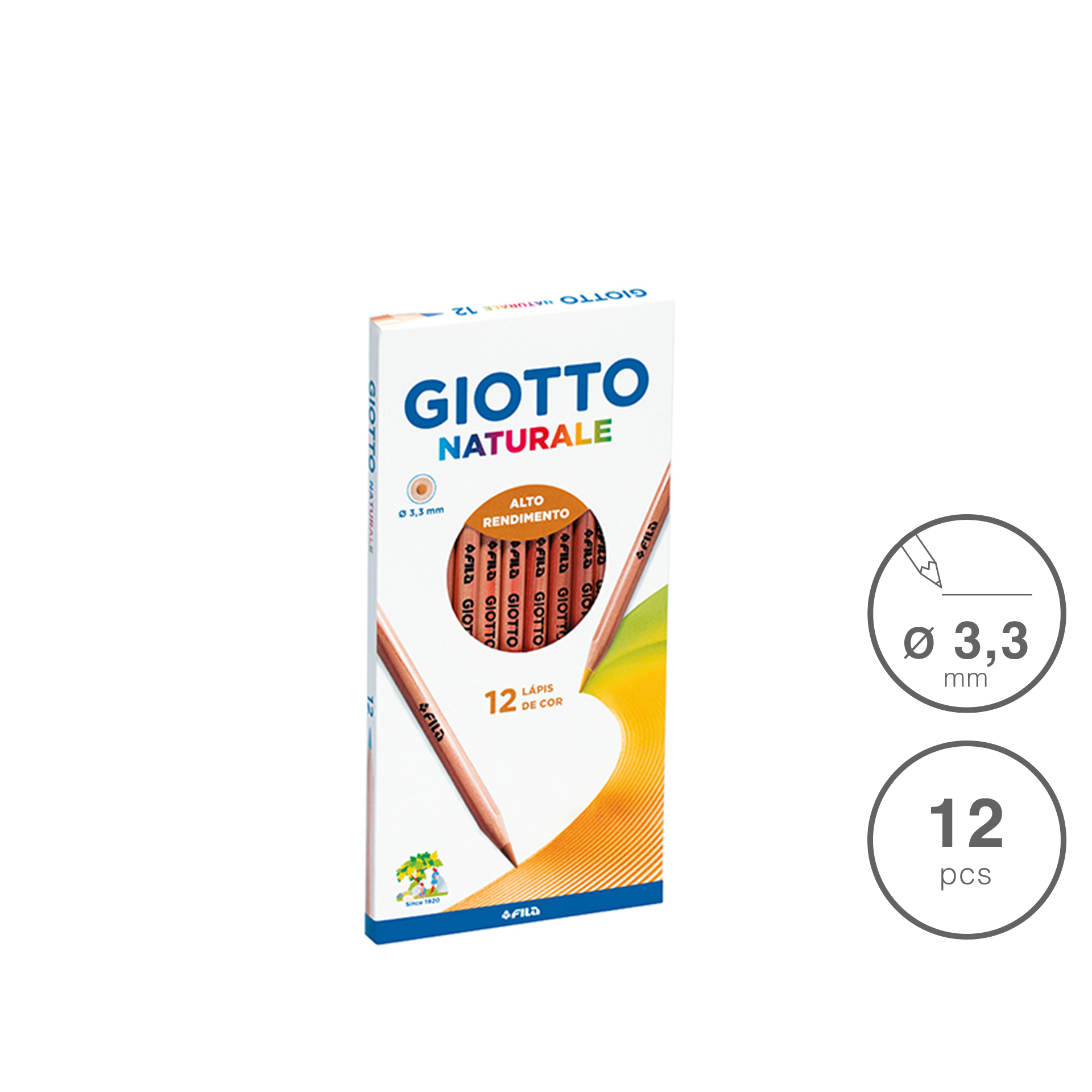 Lápis Cor Giotto Naturale 3.3mm 12 Cores