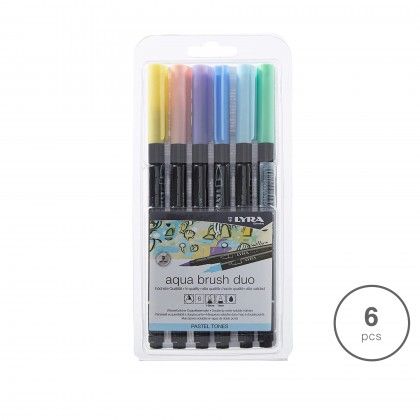 Marcador Pincel Lyra Tons Pastel Pack 6 Marcador Pincel Lyra Tons Pastel Pack 6