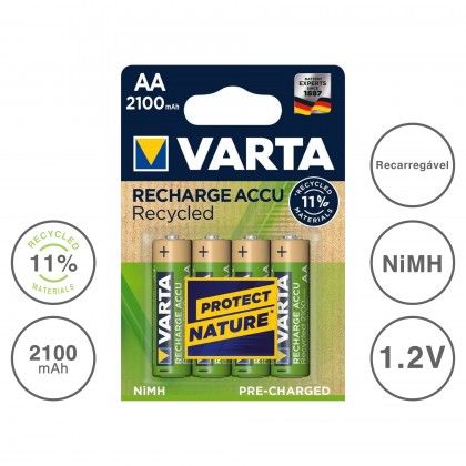 Pilha Recarregvel Recycled AA Pack 4