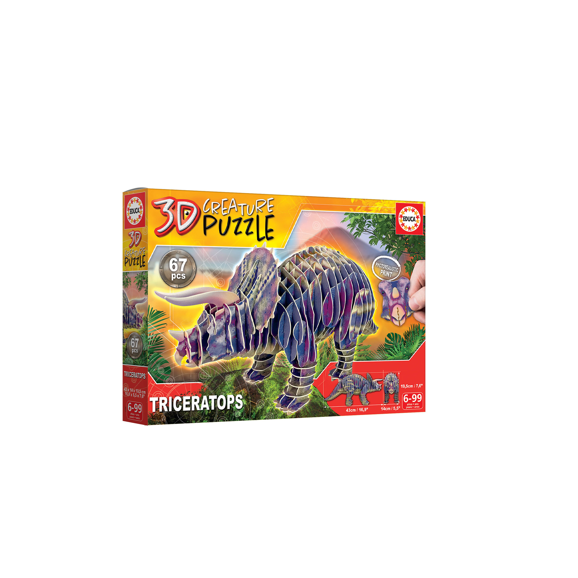 Puzzle 3D Educa Triceratops 67 Peças