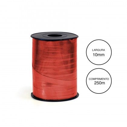 Rolo Fita Embrulho 10mm 250m Metal Vermelho