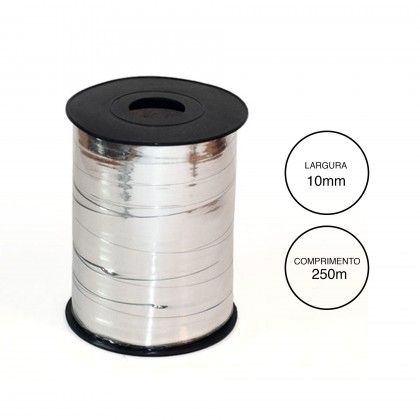 Rolo Fita Embrulho 10mm 250m Metal Prateado