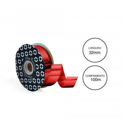 Rolo Fita Embrulho 32mm 100m Metal Vermelho