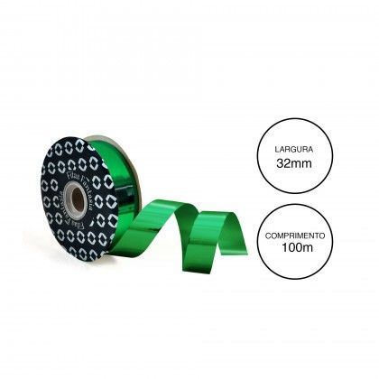 Rolo Fita Embrulho 32mm 100m Metal Verde