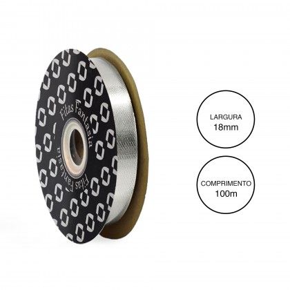 Rolo Fita Embrulho Martelado 18mm 100m Metal Prateado
