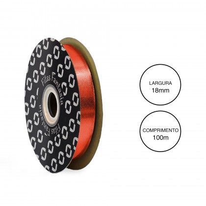 Rolo Fita Embrulho Martelado 18mm 100m Metal Vermelho
