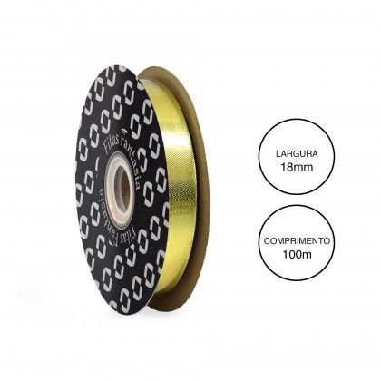Rolo Fita Embrulho Martelado 18mm 100m Metal Dourado