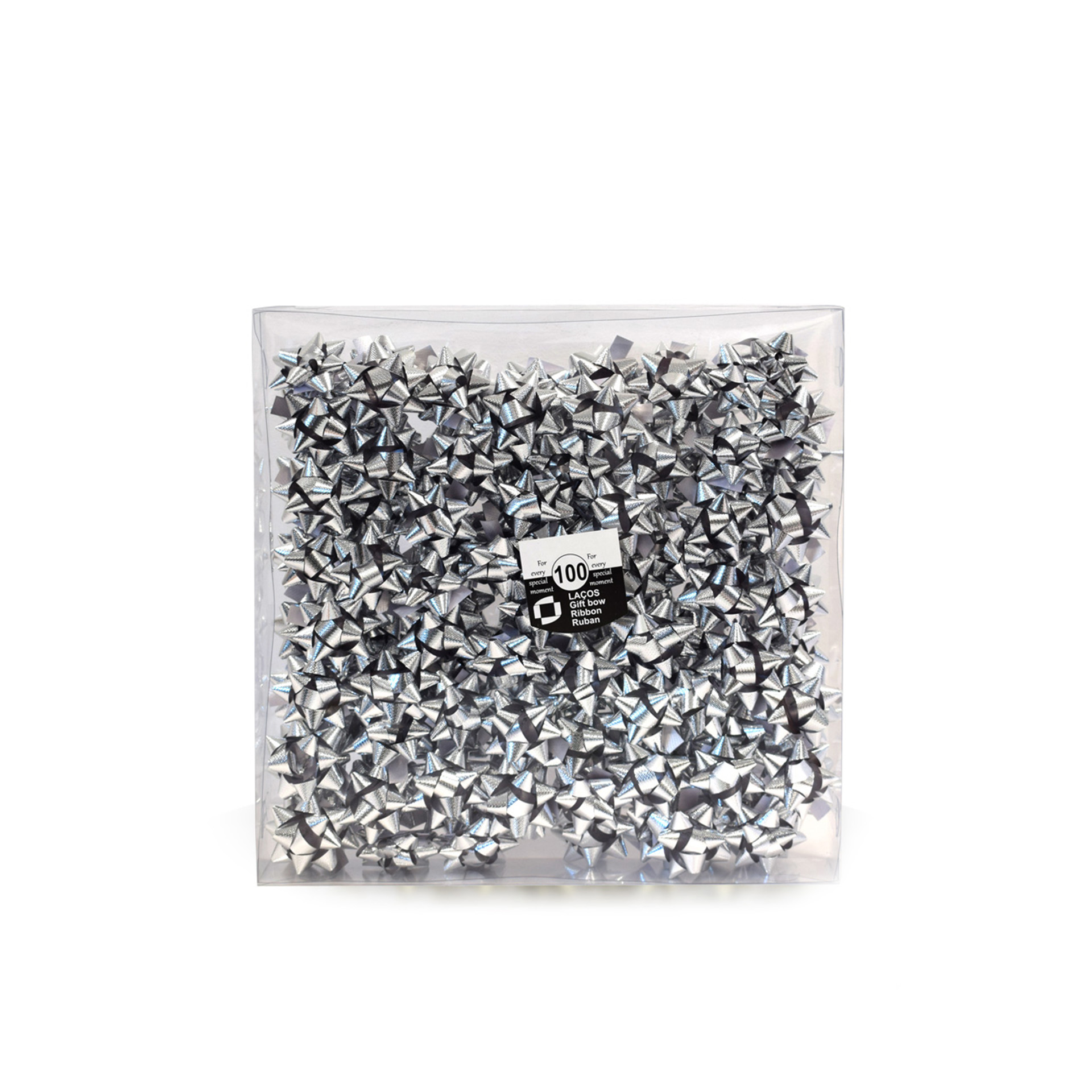 Laço Estrela 10mm Metal Prateado Caixa 100