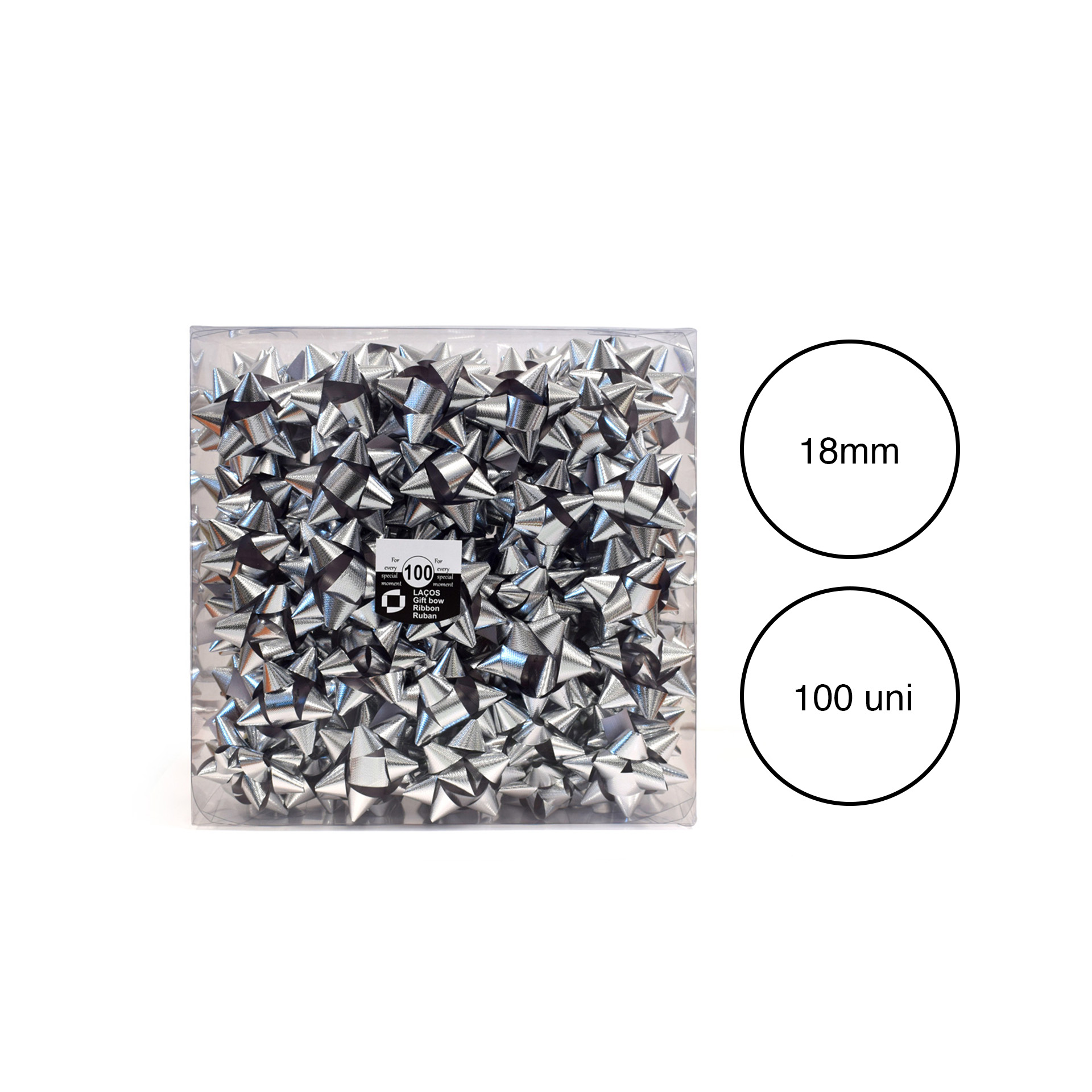 Laço Estrela 18mm Metal Prateado Caixa 100