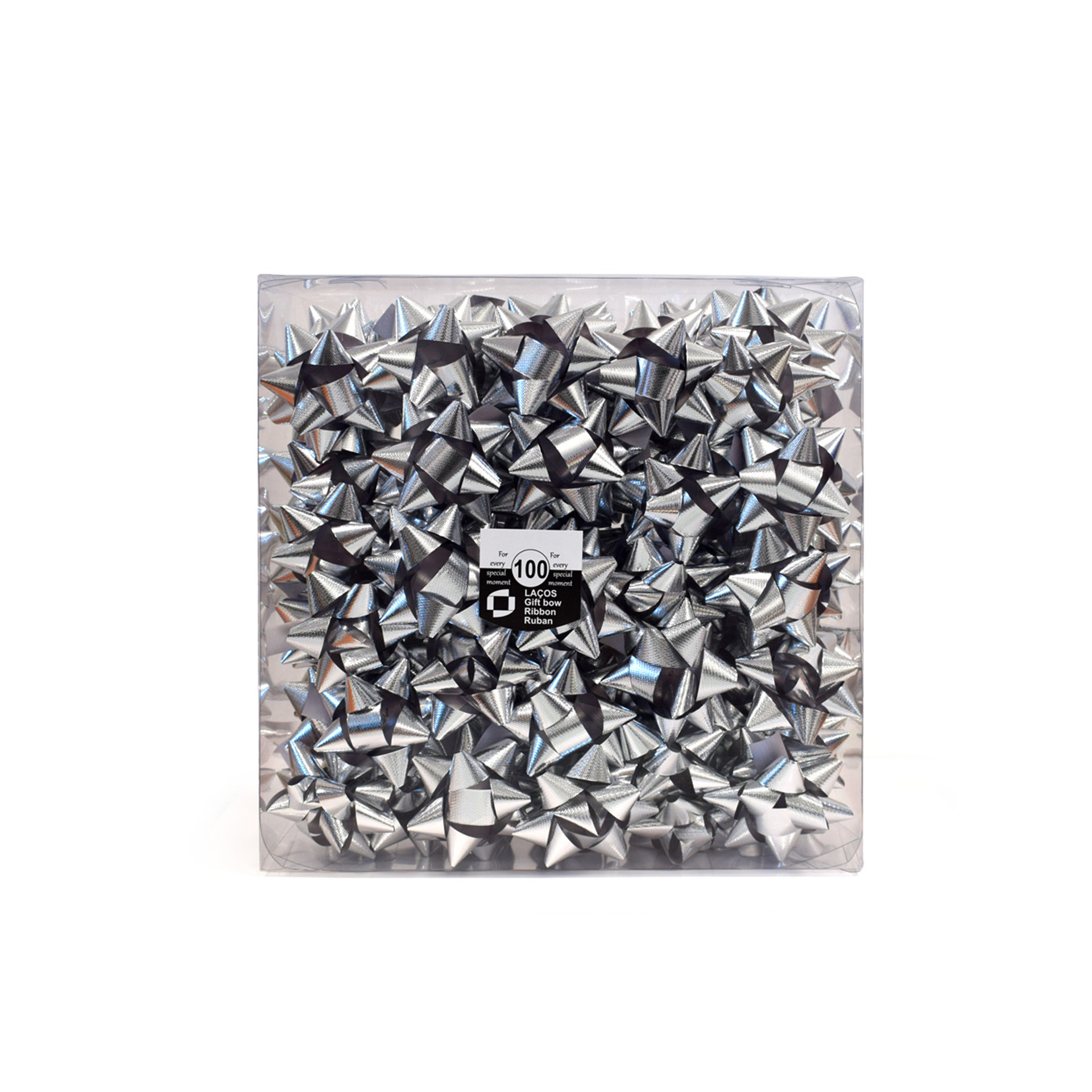 Laço Estrela 18mm Metal Prateado Caixa 100