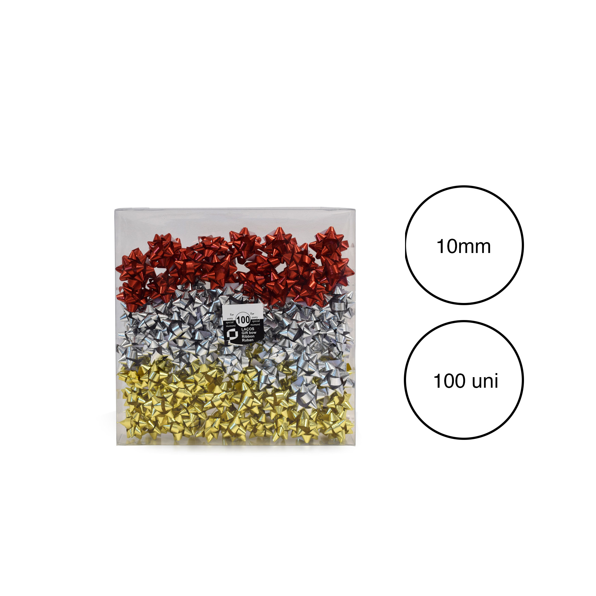 Laço Estrela 10mm Metal Sortido Caixa 100