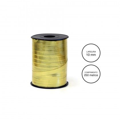 Rolo Fita Embrulho 10mm 250m Metal Dourado