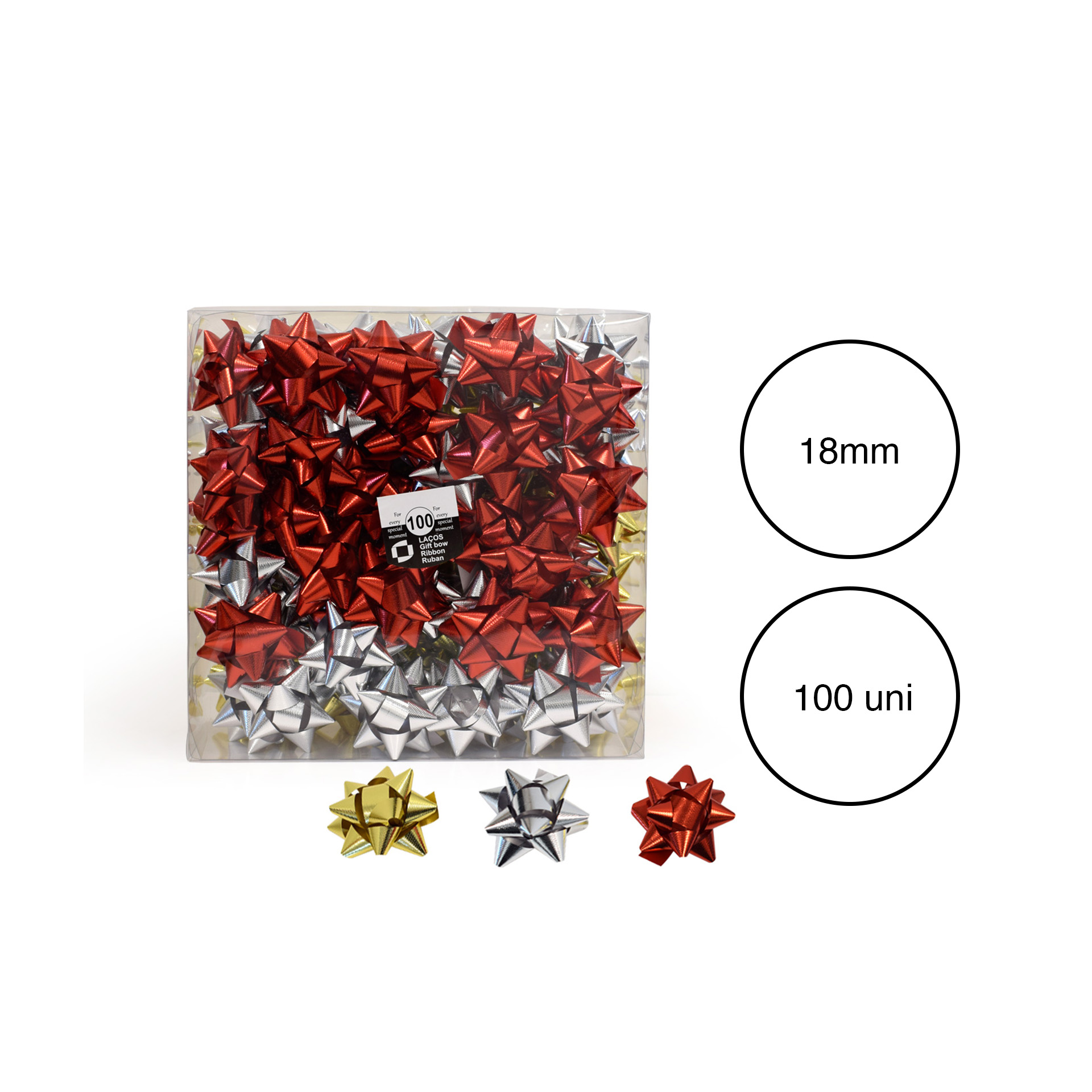 Laço Estrela 18mm Metal Sortido Caixa 100