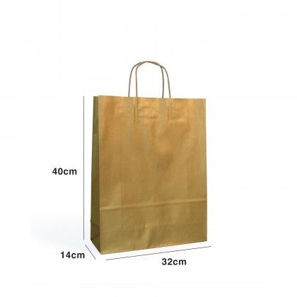 Saco Papel Kraft Asa Retorcida Dourado 32X14X40cm Saco Papel Kraft Asa Retorcida Dourado 32X14X40cm