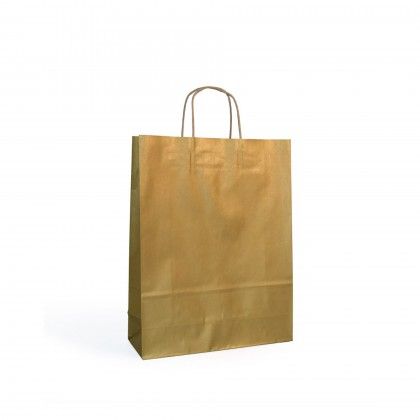 Saco Papel Kraft Asa Retorcida Dourado 32X14X40cm Saco Papel Kraft Asa Retorcida Dourado 32X14X40cm