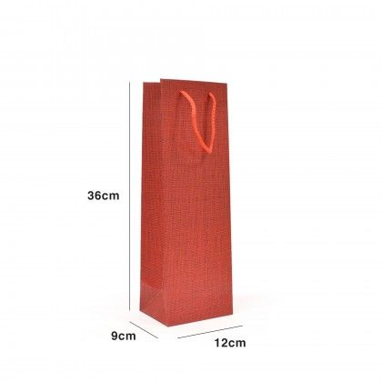 Saco Papel 1 Garrafa Vermelho 12X9X36cm
