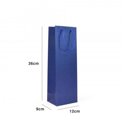 Saco Papel 1 Garrafa Azul 12X9X36cm