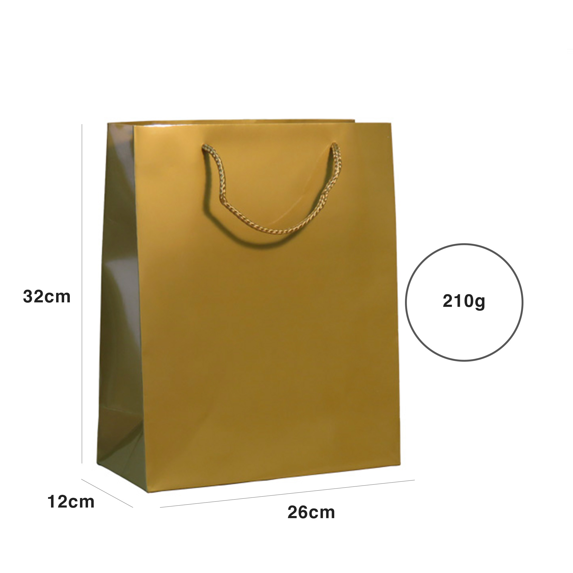 Saco Papel Asa Cordão 26X12X32cm Dourado